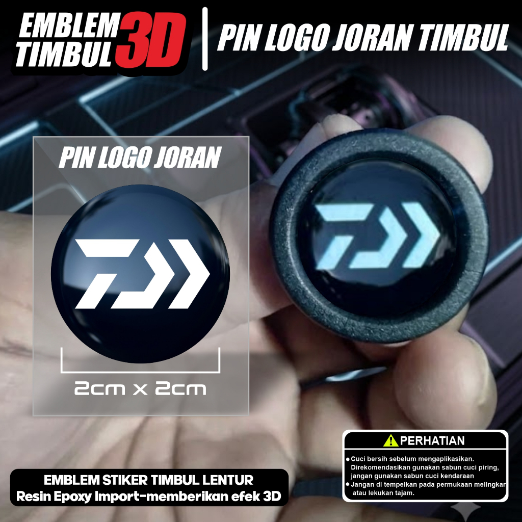 Emblem Stiker Timbul Lentur 3D Resin Epoxy Import, Pin Logo Joran Timbul, Efek 3D