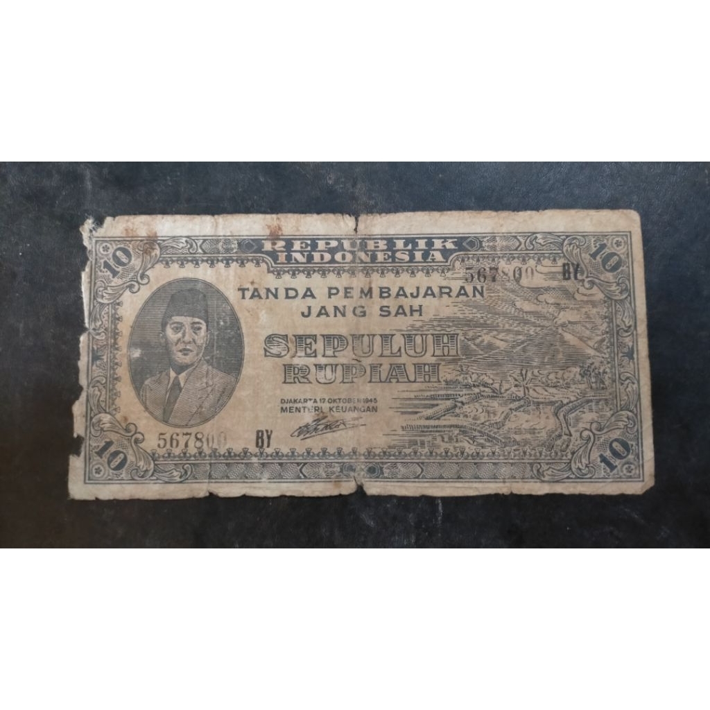 Langka uang 10 rupiah Sukarno ORI 1945