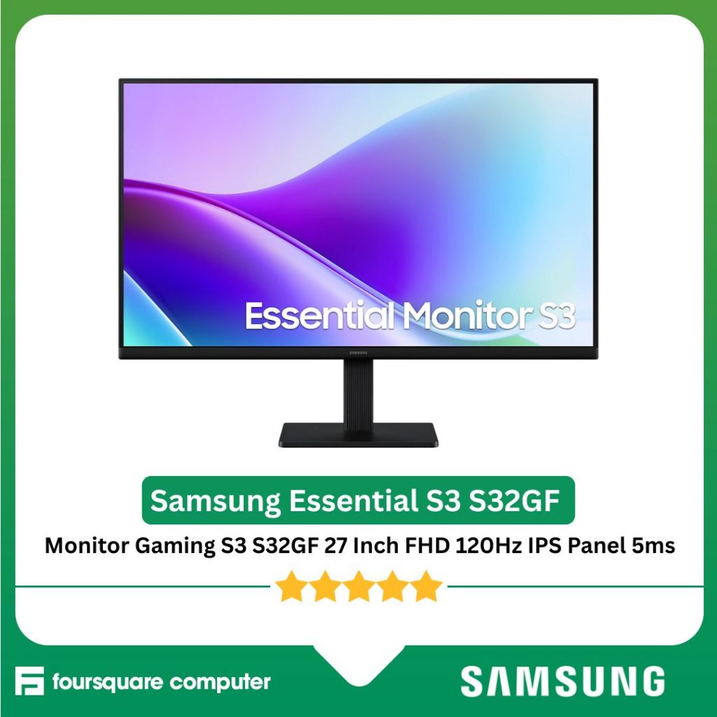 Monitor Samsung Essential LED Monitor Gaming S3 S32GF 27 Inch FHD 120Hz IPS Panel 5ms Garansi Resmi