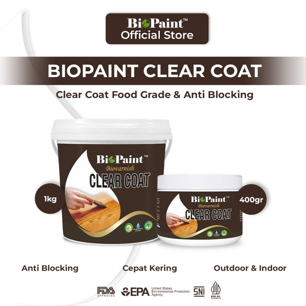 Pernis Kayu Kecil Cepat Kering Waterbased - Biovarnish Clear Top Coat Cup 400gr