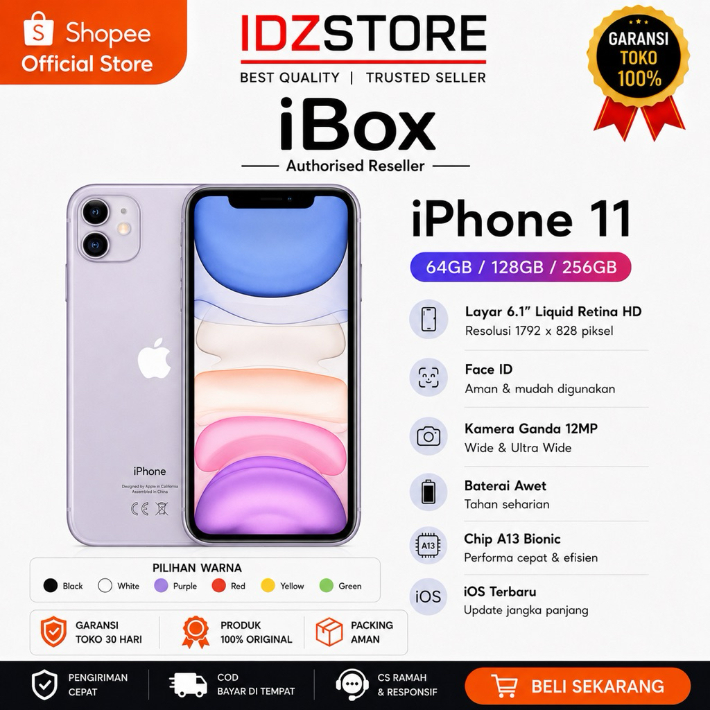 iPhone 11 ex iBox Garansi 12 Bulan 100% original Second IP Fullset