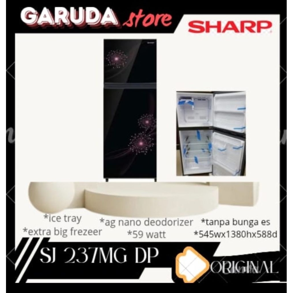 SHARP KULKAS SJ237MG kulkas 2 pintu sharp sj-237mg hemat listrik