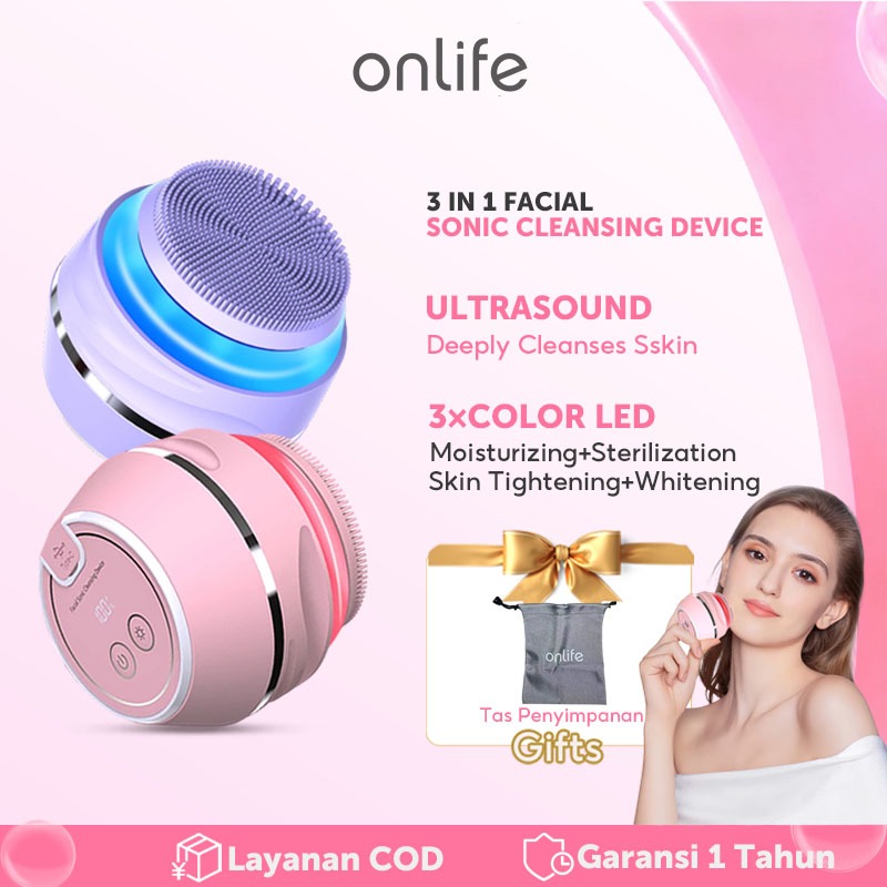 Onlife Sikat Cuci Muka Elektrik Alat Pembersih Wajah Waterproof Facial Sonic Deep Cleansing Brush