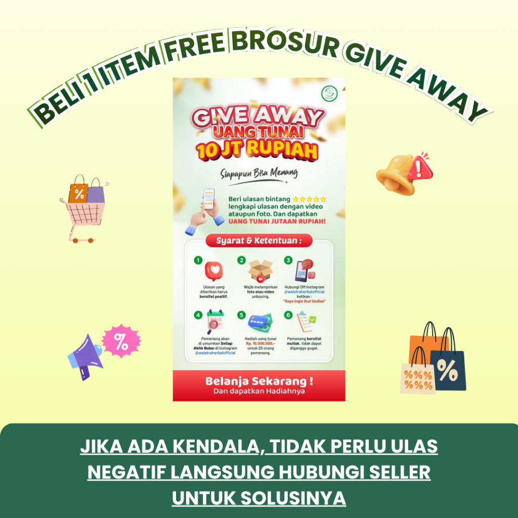 FREE Brosur Give Away Undian Uang Tunai 10JT Setiap Pembelian Semua Produk di Toko Intan Herbal Term