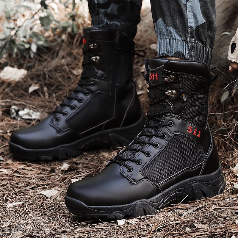 Sepatu Boots Taktis 511 Hitam Sepatu Boots Taktis 511 Hitam bahan kulit dengan panel nilon tahan lam