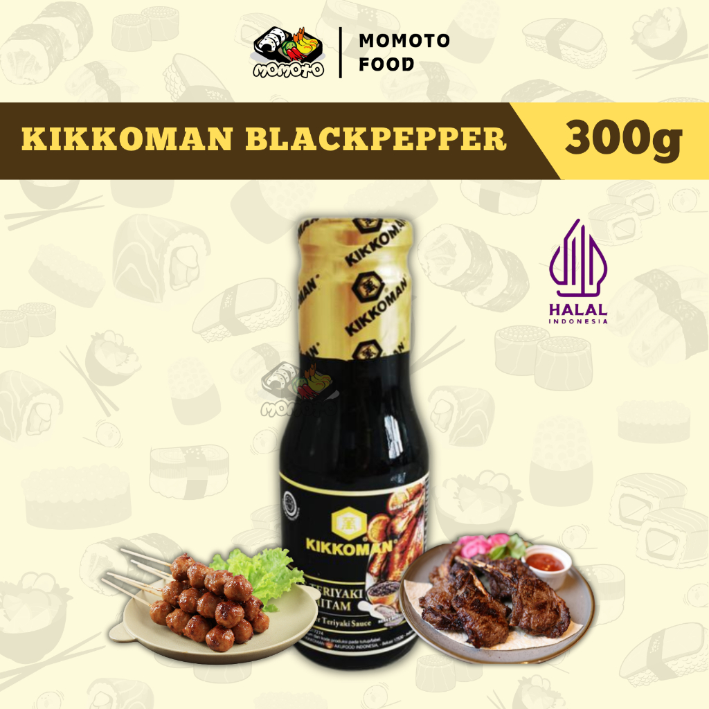 KIKKOMAN Saus Blackpepper Teriyaki 300 Gram | Saus Teriyaki Lada Hitam Premium untuk Marinasi, Grill