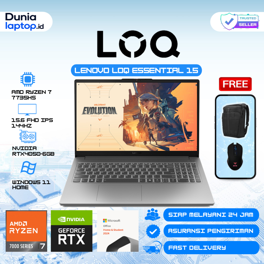 Lenovo LOQ Essential 15ARP10E AMD Ryzen 7 7735HS 32GB 1TB 15.6 100SRGB RTX4050 WINDOWS11+M365+OH2024