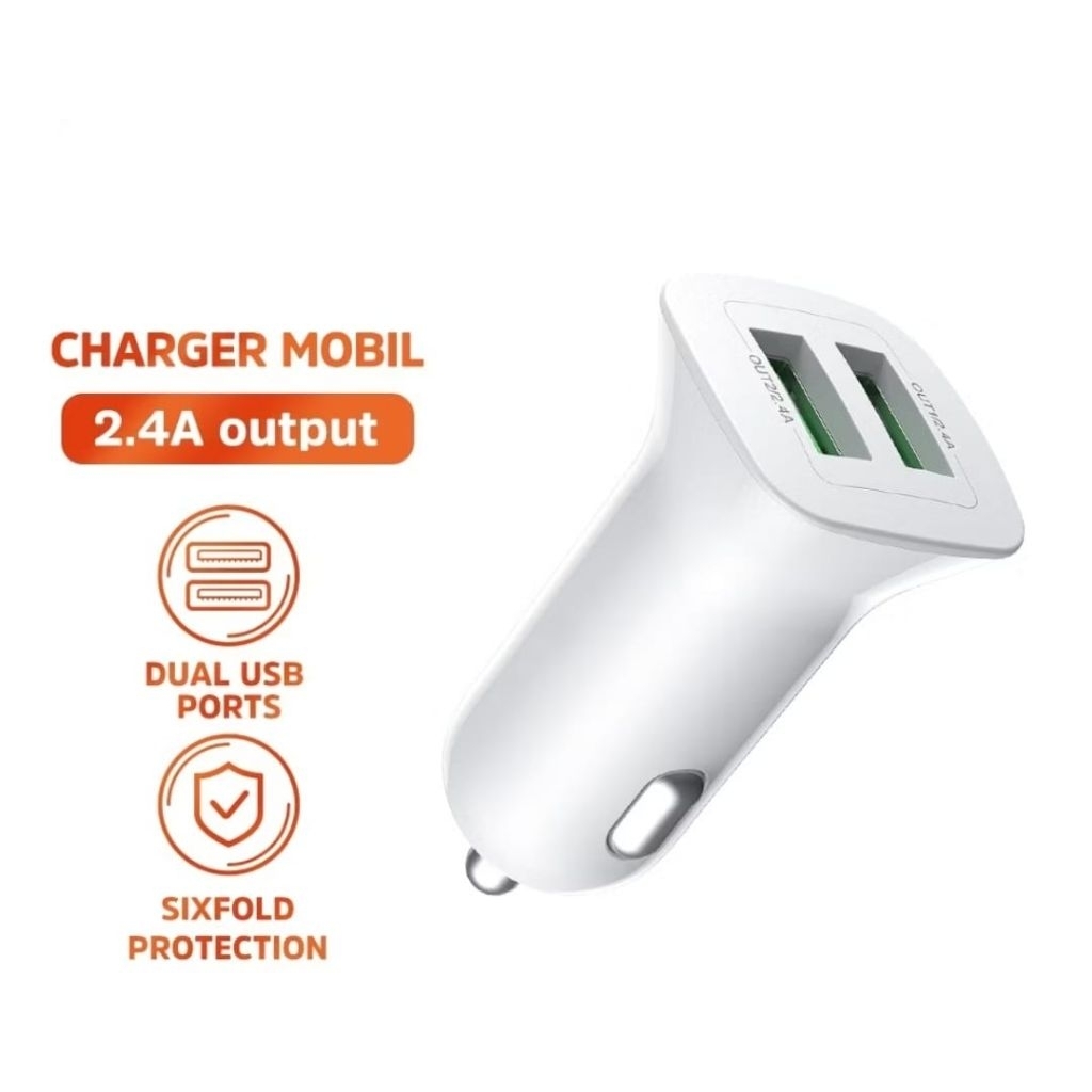 Termurah Charger Colokan Mobil 2 USB Fast Charging Merk Kivee
