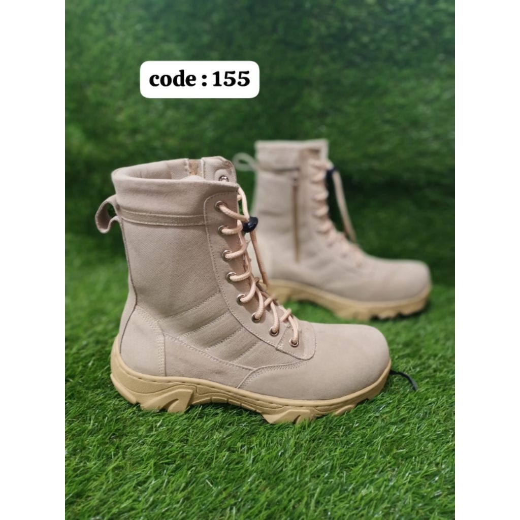 Sepatu PDL Krem gurun, kulit swide.