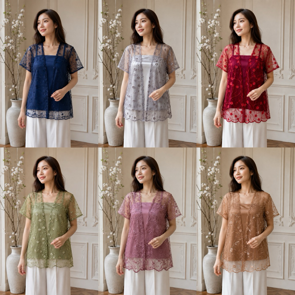 Outer tille lengan pendek / outer tile mutiara mewah
