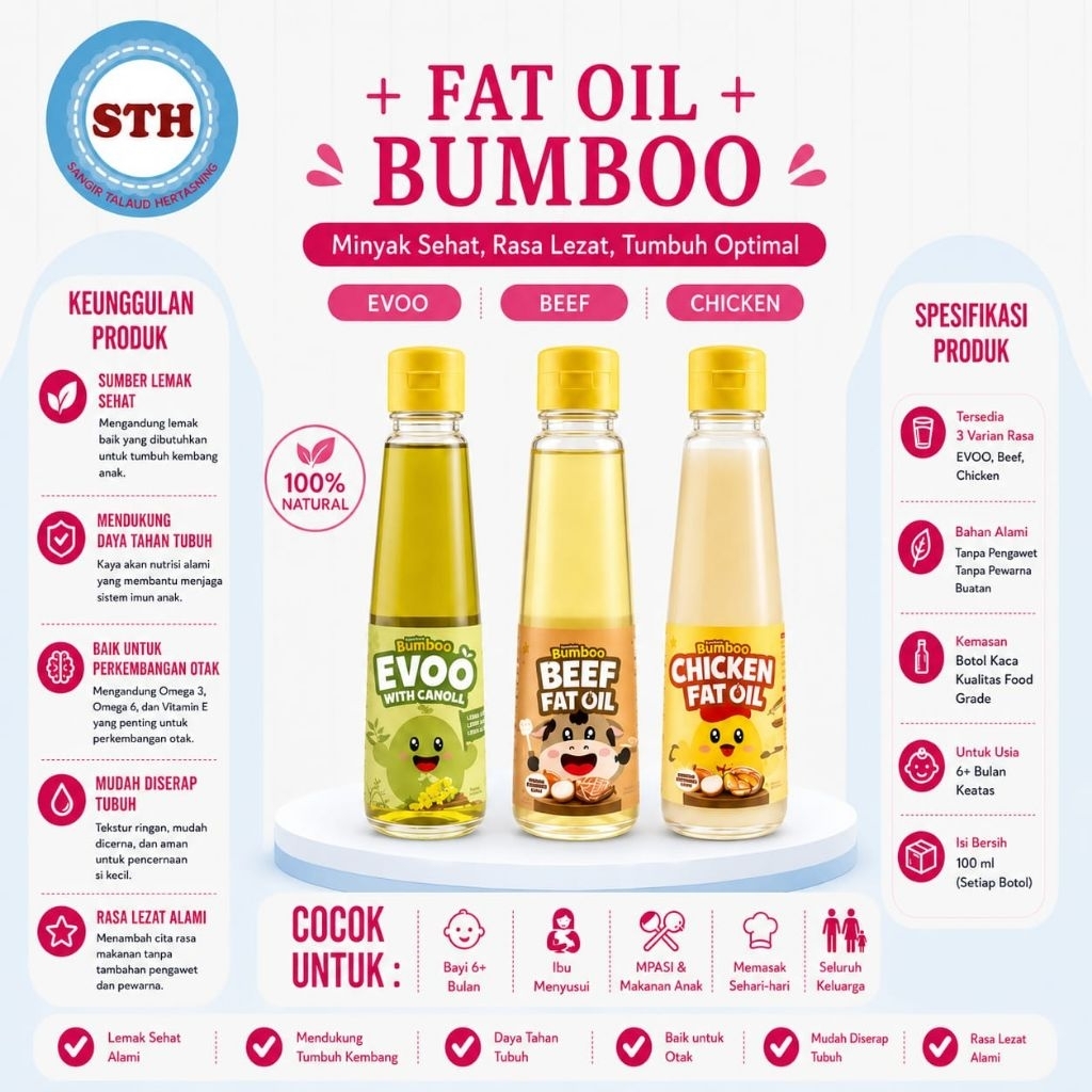 BUMBOO Minyak Booster MPASI HALAL/ EVOO, CANOLA, BEEF FAT , CHICKEN FAT BOOSTER OIL