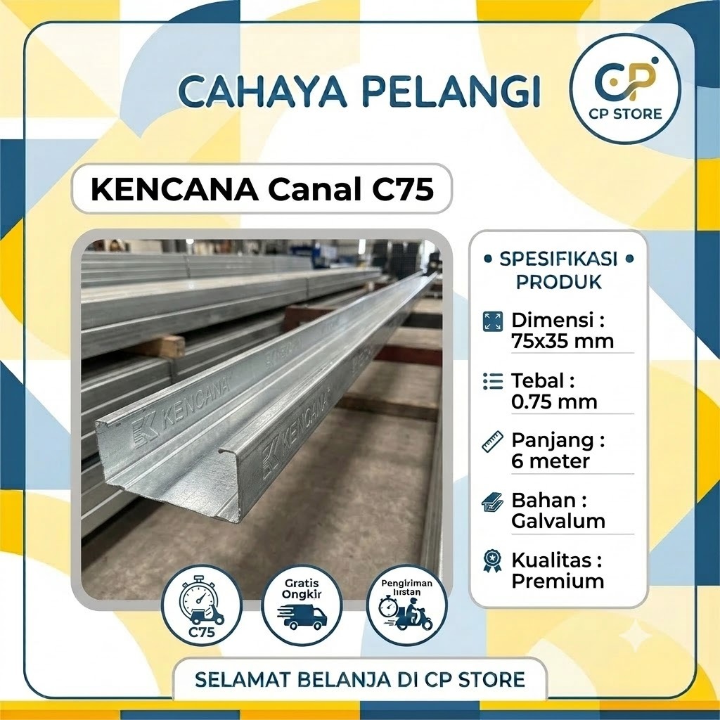 KENCANA Baja Ringan C75 0.75 0,75 Kanal C Rangka Atap Galvalum SNI