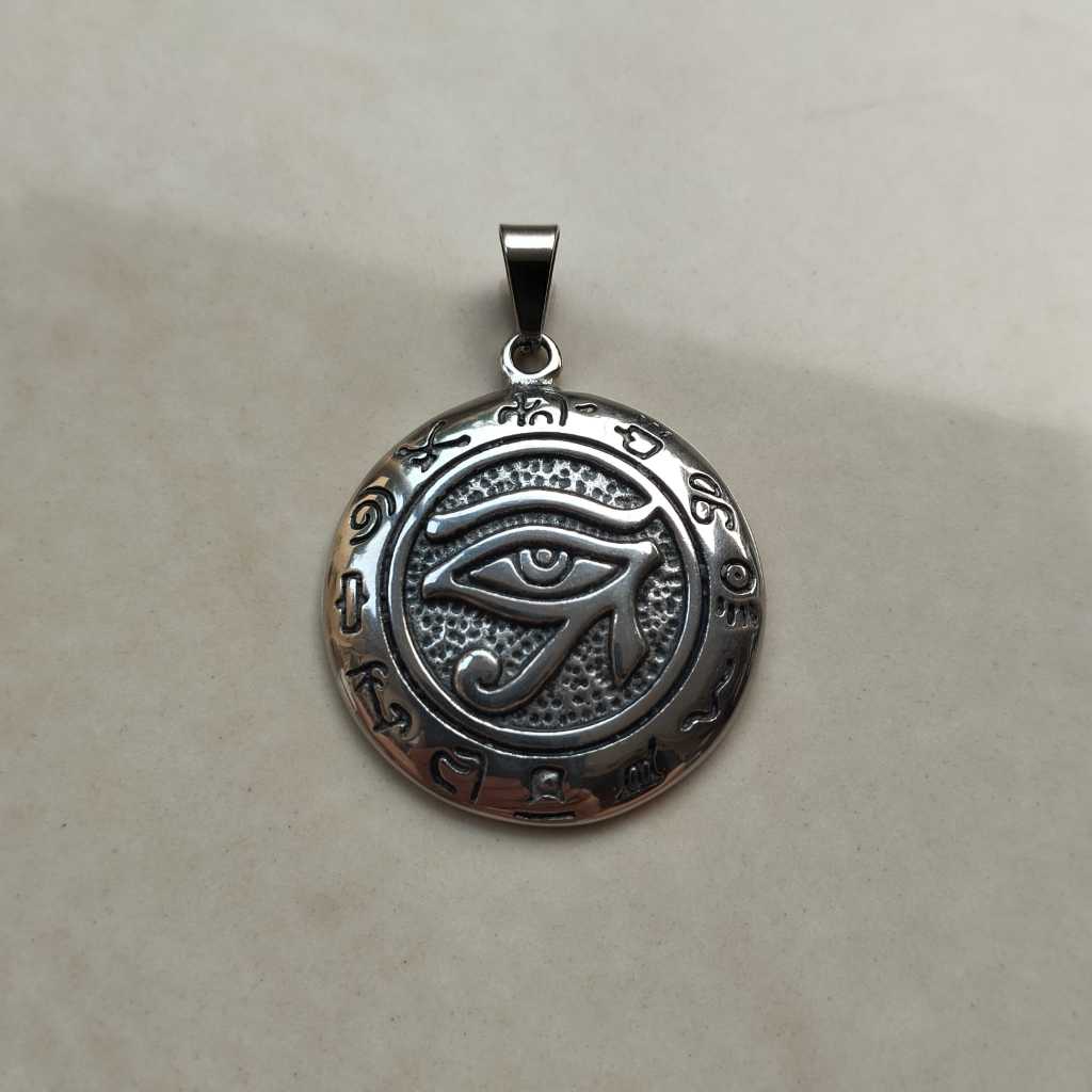 Liontin Stainless steel 316L Koin Antik Mata Horus - Eye of Horus Egiptia