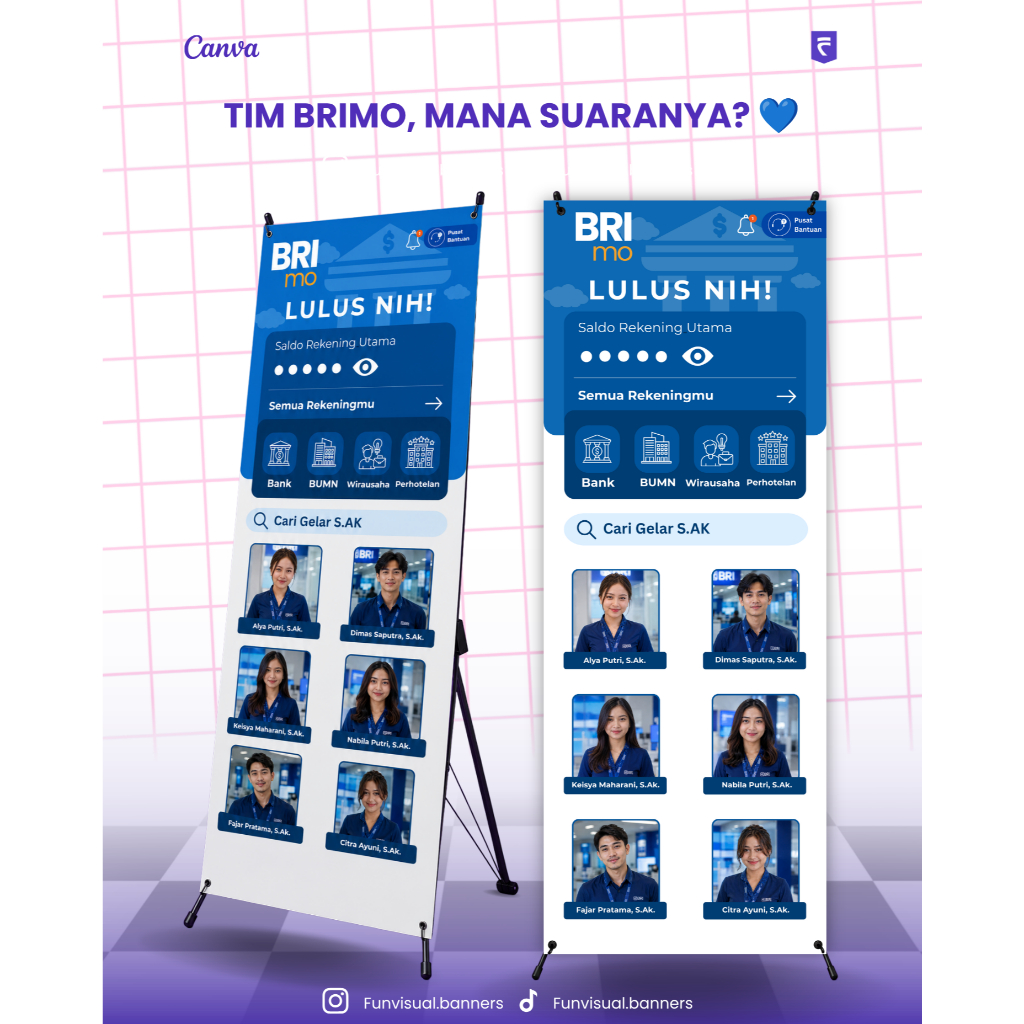 Design Banner sidang skripsi mahasiswa tema bank bri murah meriah promo banner sidang bri