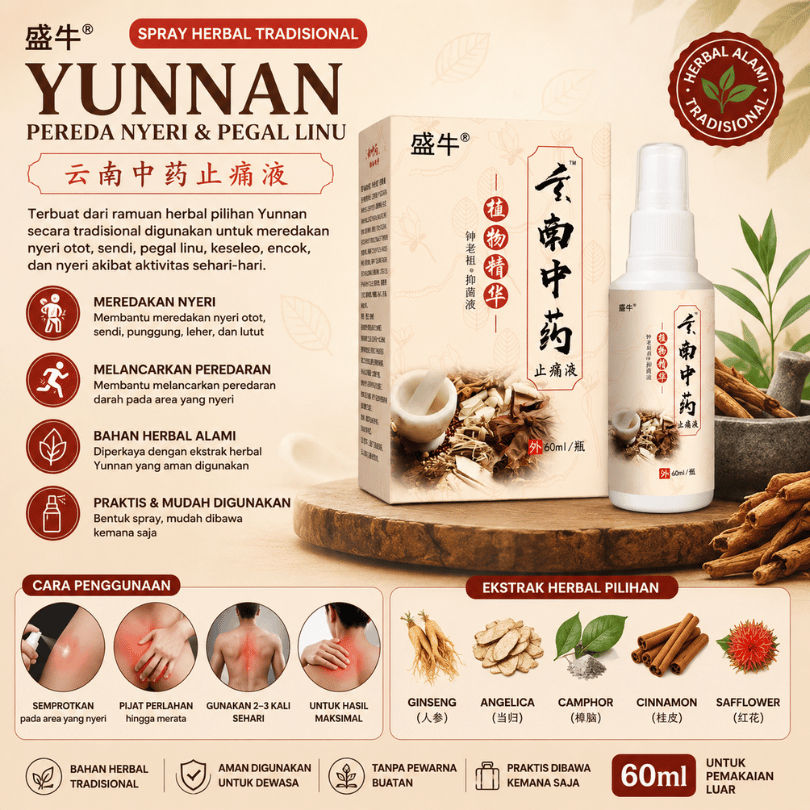 Semprotan Herbal Pereda Nyeri Pegal Linu Otot - Yunnan