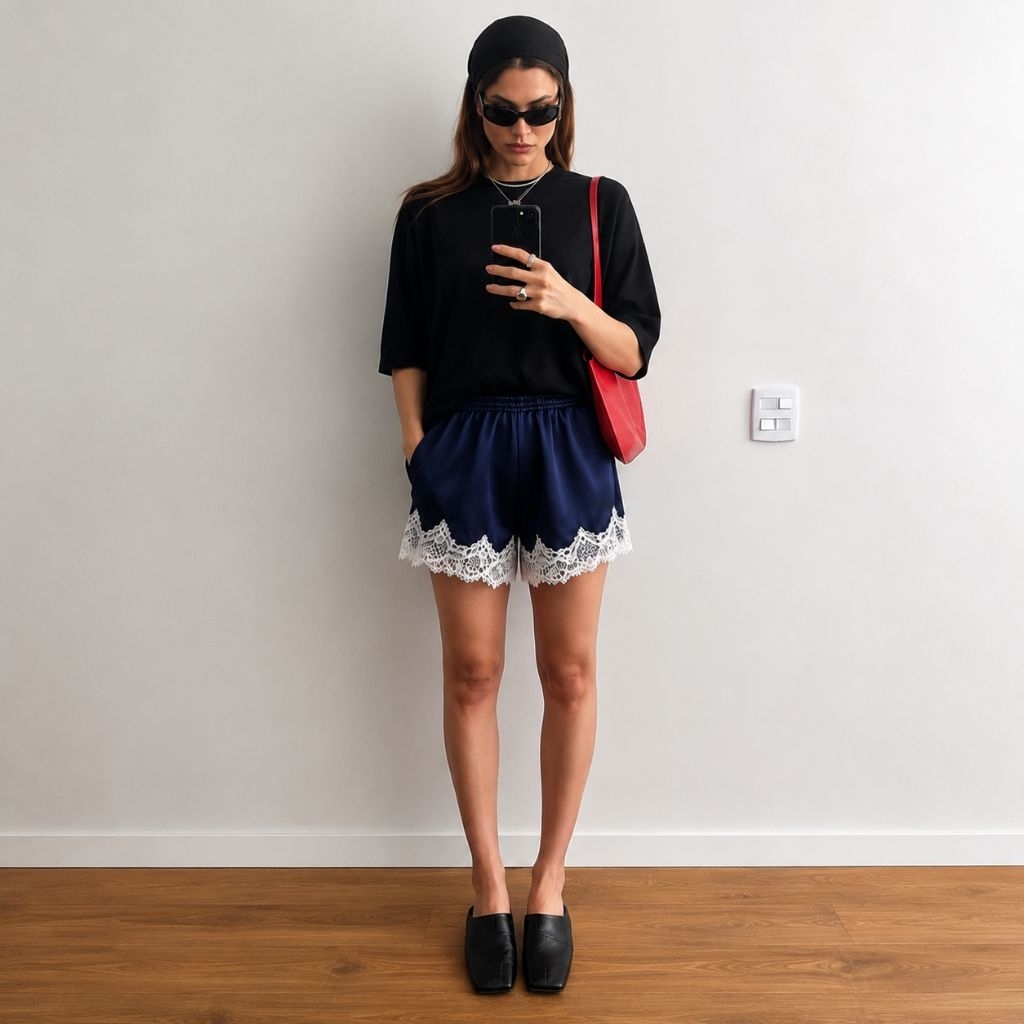 SATIN LACE SHORT