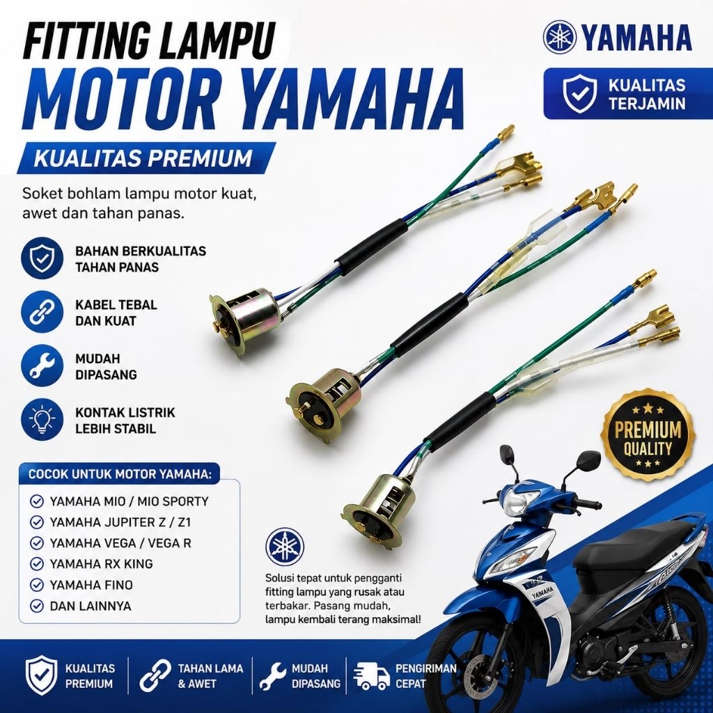‎Tambah keterangan... Fiting Lampu Motor Yamaha Universal 3 Kabel – Soket Bohlam Lampu Depan / Lampu