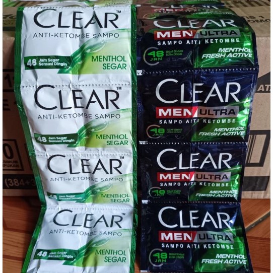 2 Renteng CLEAR Shampoo Sachet Anti Ketombe Original Menthol Segar Clear Men Ultra Isi 48 Sachet