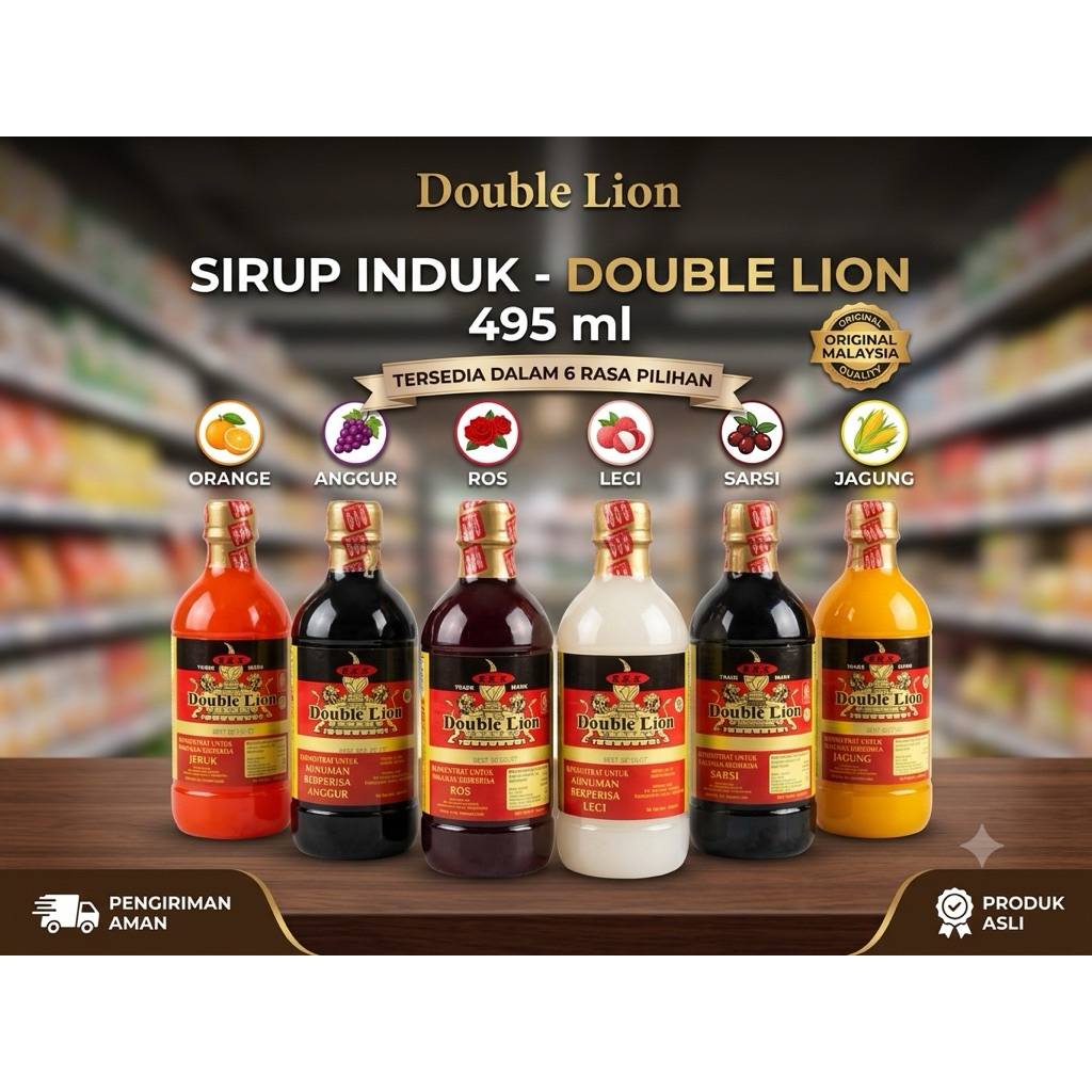 Induk sirup double lion/ sirup double lion/ induk sirup malaysia/ sirup malaysia 495 ml - sirup jeru