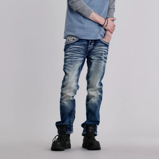Original Rock Revival Ermias Straight Jeans in Blue