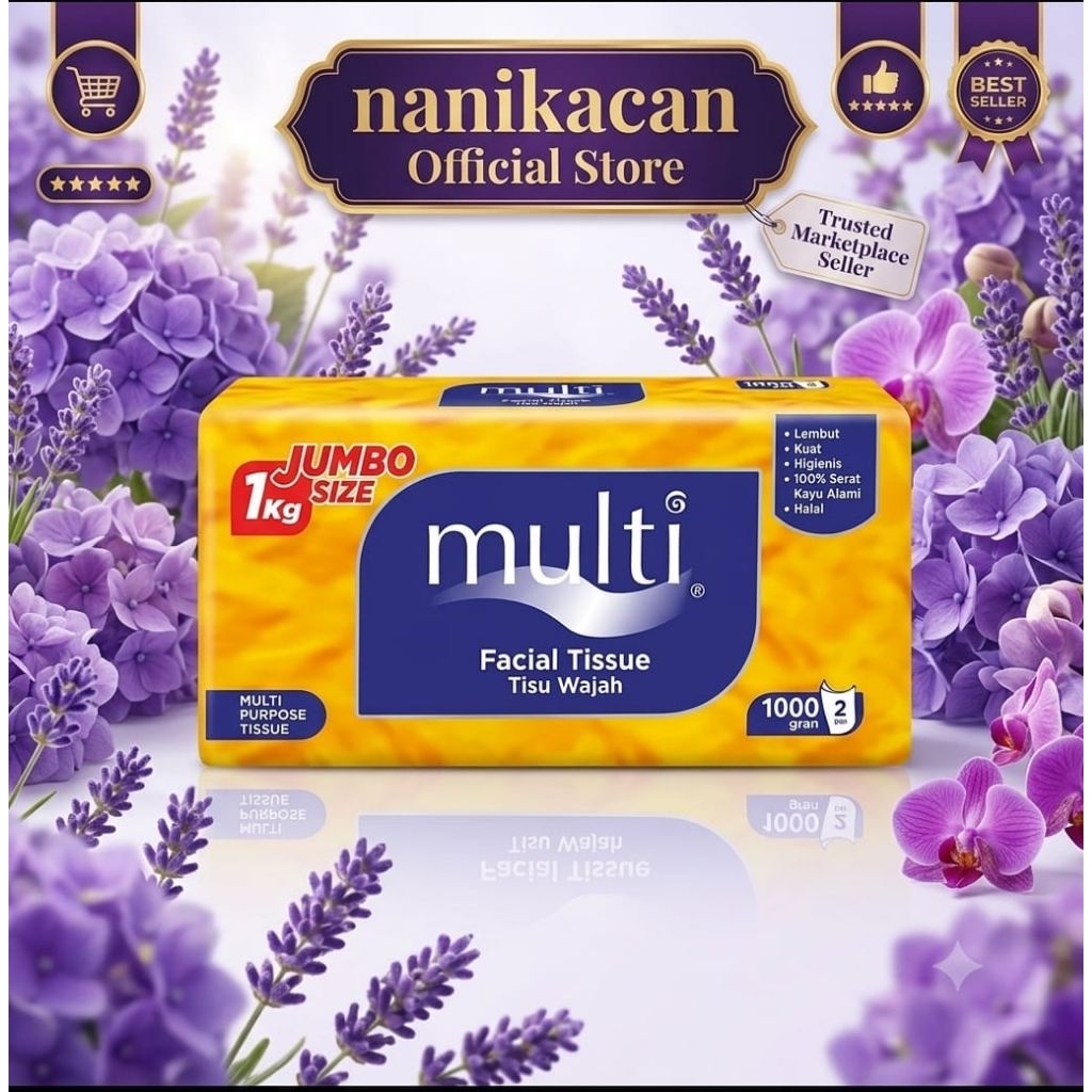 Tisu Wajah Multi-Purpose 1000g 2000 helai - Lembut, Daya Serap Tinggi, 2 Ply