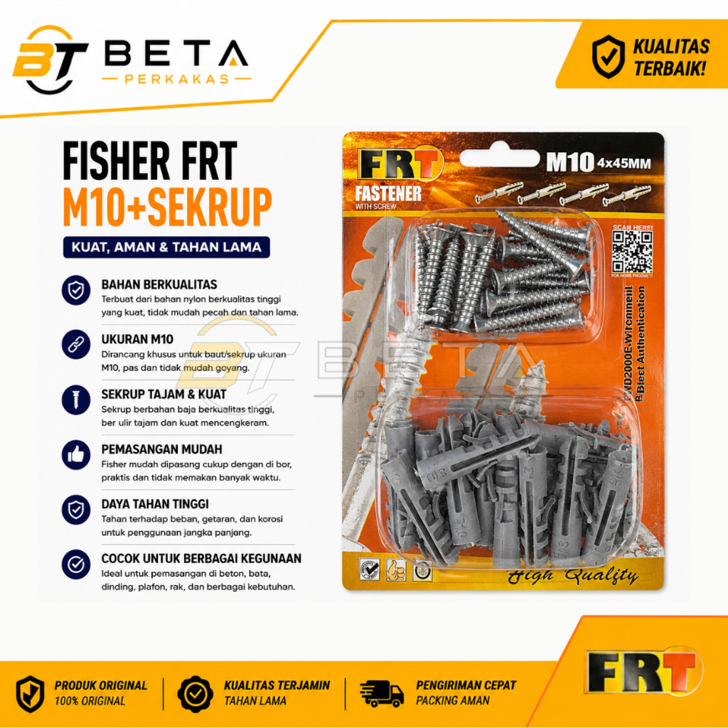 Fastener / Fisher M 10  + Screw Merek FRT | Sekrup Baut Tembok Sekrup Set