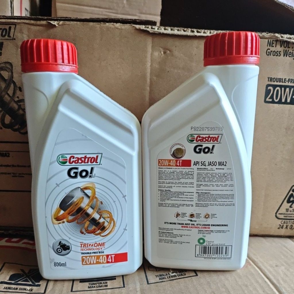 OLI MESIN CASTROL GO 4T 20W-40 800ml, API SG JASO MA2, GARANSI ASLI 100%