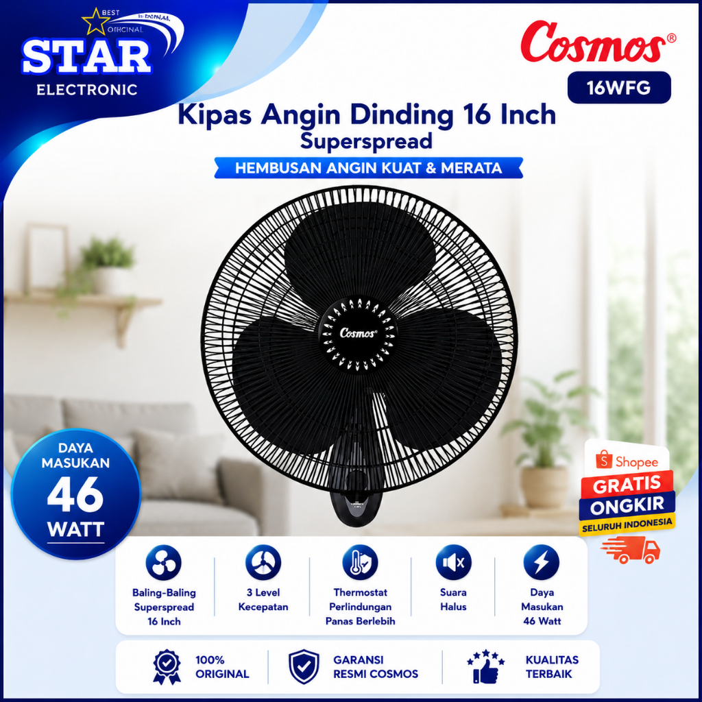 Cosmos Kipas Angin 16 WFG Kipas Angin Dinding 16WFG/16-WFG/KIPAS ANGIN DINDING 16"/ORIGINAL GARANSI
