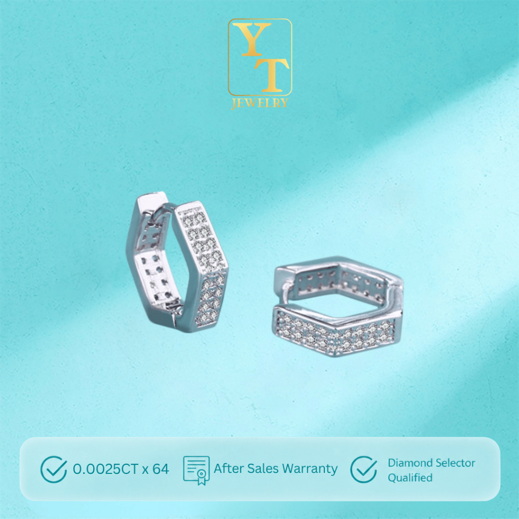 YT JEWELRY - Anting Moissanite Lapis Emas - Heksagon Simple Moissanite Earrings