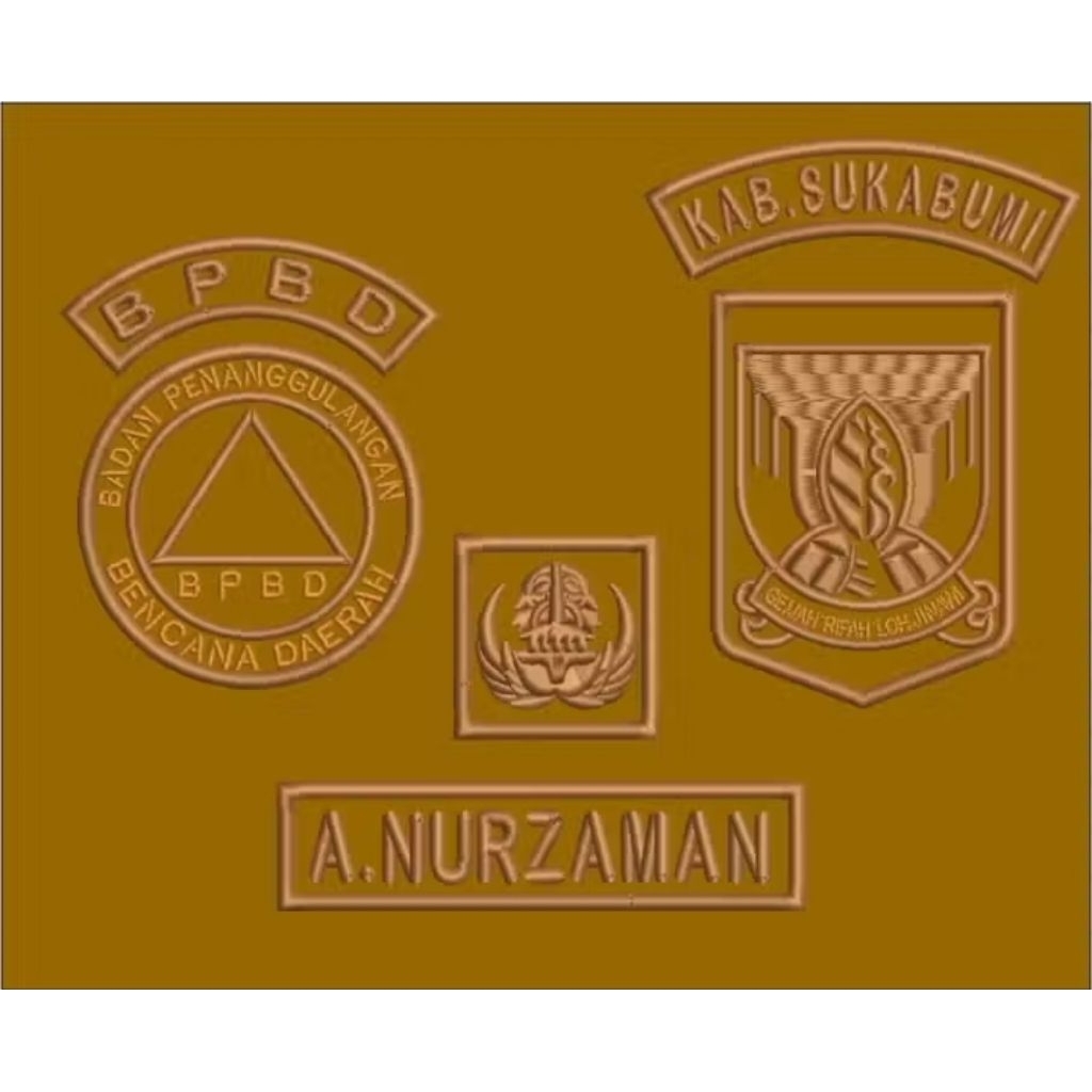 ATRIBUT BPBD KHAKI BORDIRAN TIMBUL KAB. SUKABUMI