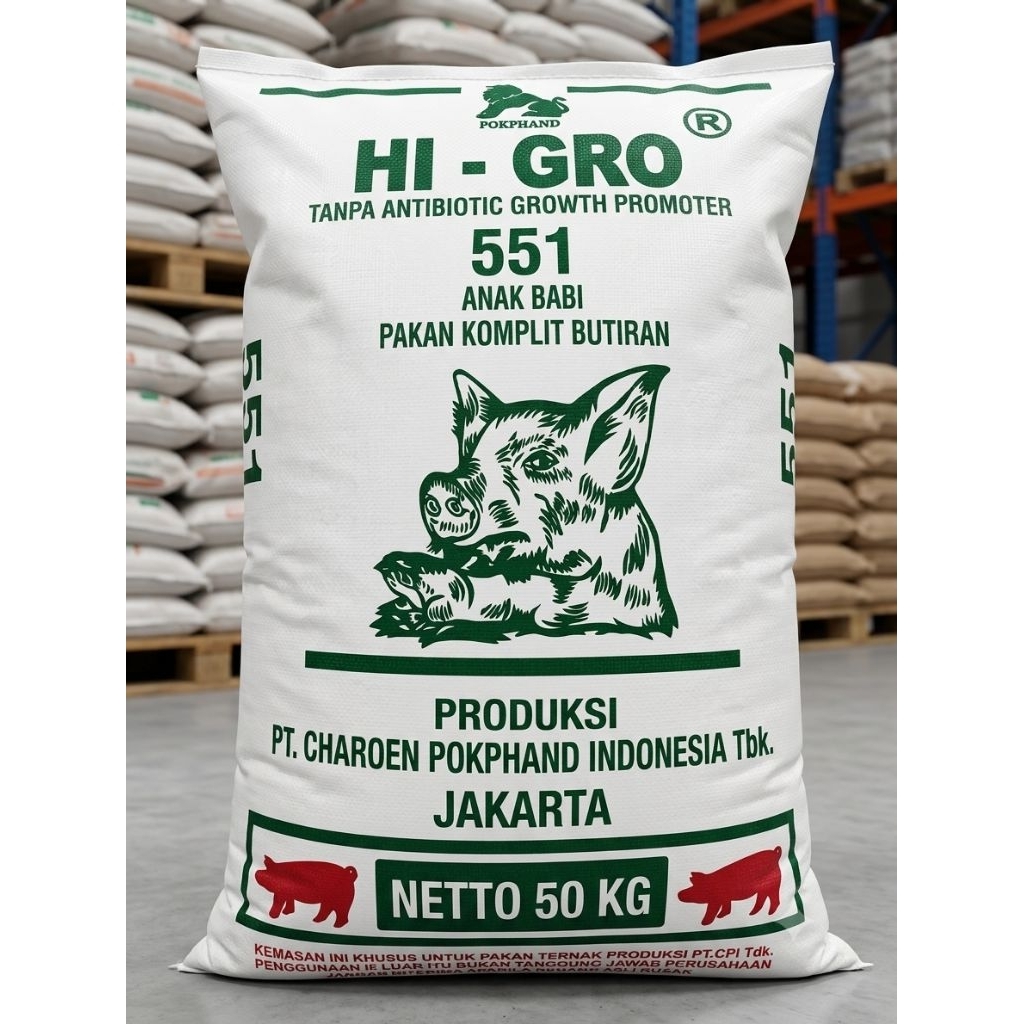 Voer Pur Pakan Babi HI GRO 551, Pakan Babi Nutrisi Lengkap