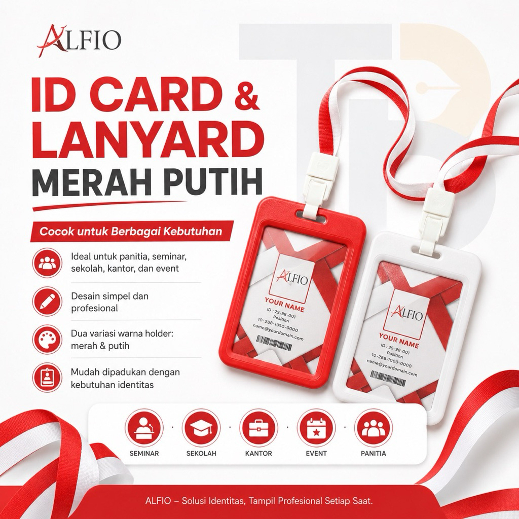 ID Card & Lanyard Merah Putih