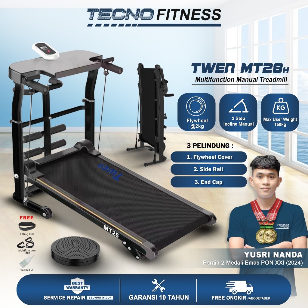 TWEN MT31 MT38 Treadmill Tanpa Listrik Treadmill Manual Treadmill Multifungsi Treadmill Lipat Alat O