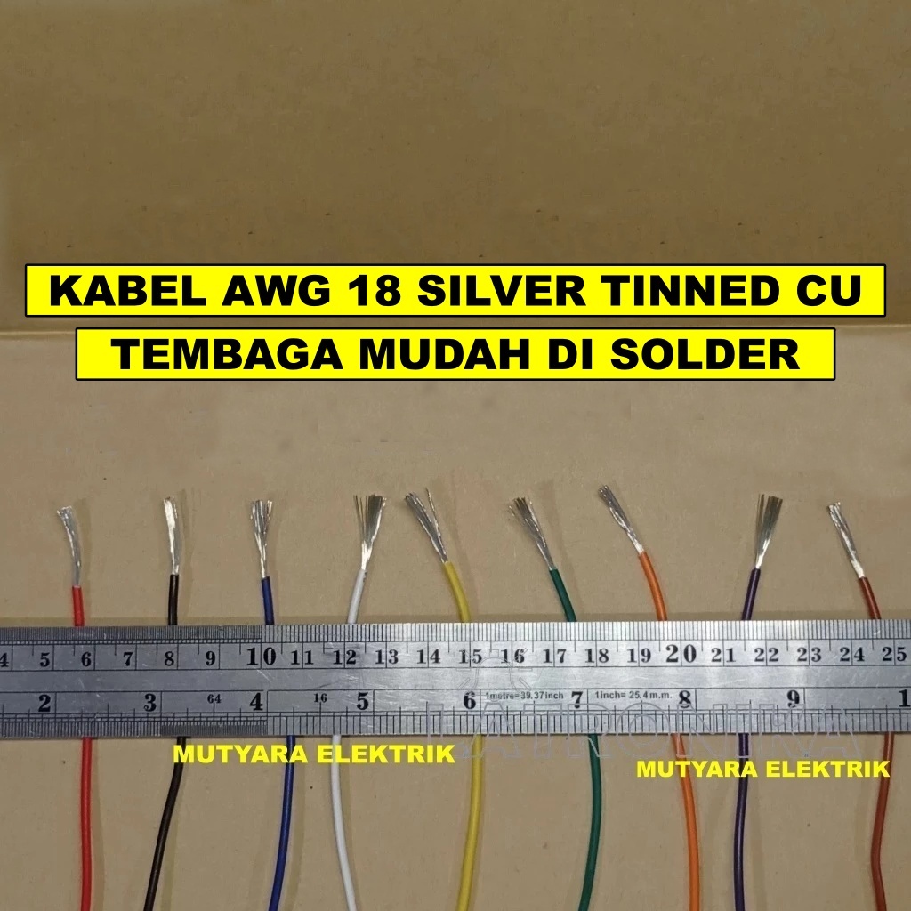 Kabel 18AWG Serabut Silver Tinned Cu AWG18 / Kabel AWG 18 Serabut Putih/ Silver Tinned Cooper/ Kabel