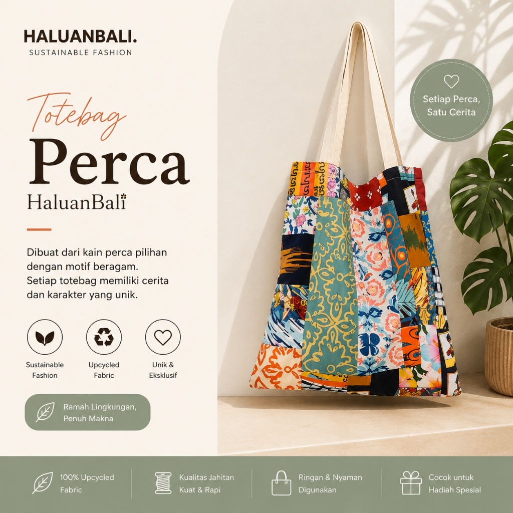 Totebag HaluanBali | Totebag Kain Perca Estetik | Totebag Wanita dan Pria