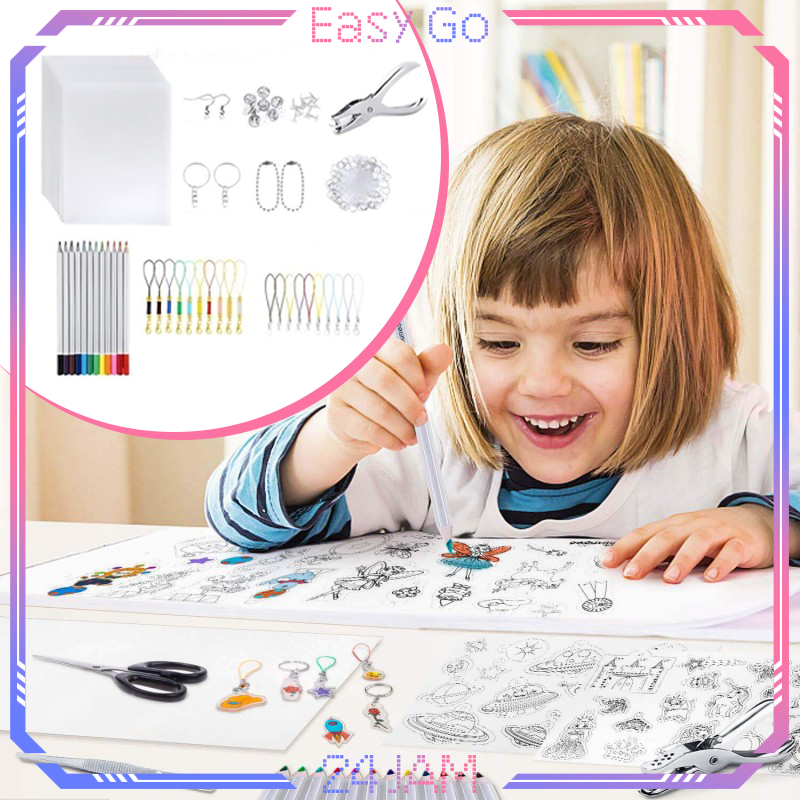 198pcs Paper Shrink DIY Kerajinan Kreatif Shrink Paper 1 Set Lengkap Shrink Paper Kit Shrink Paper T