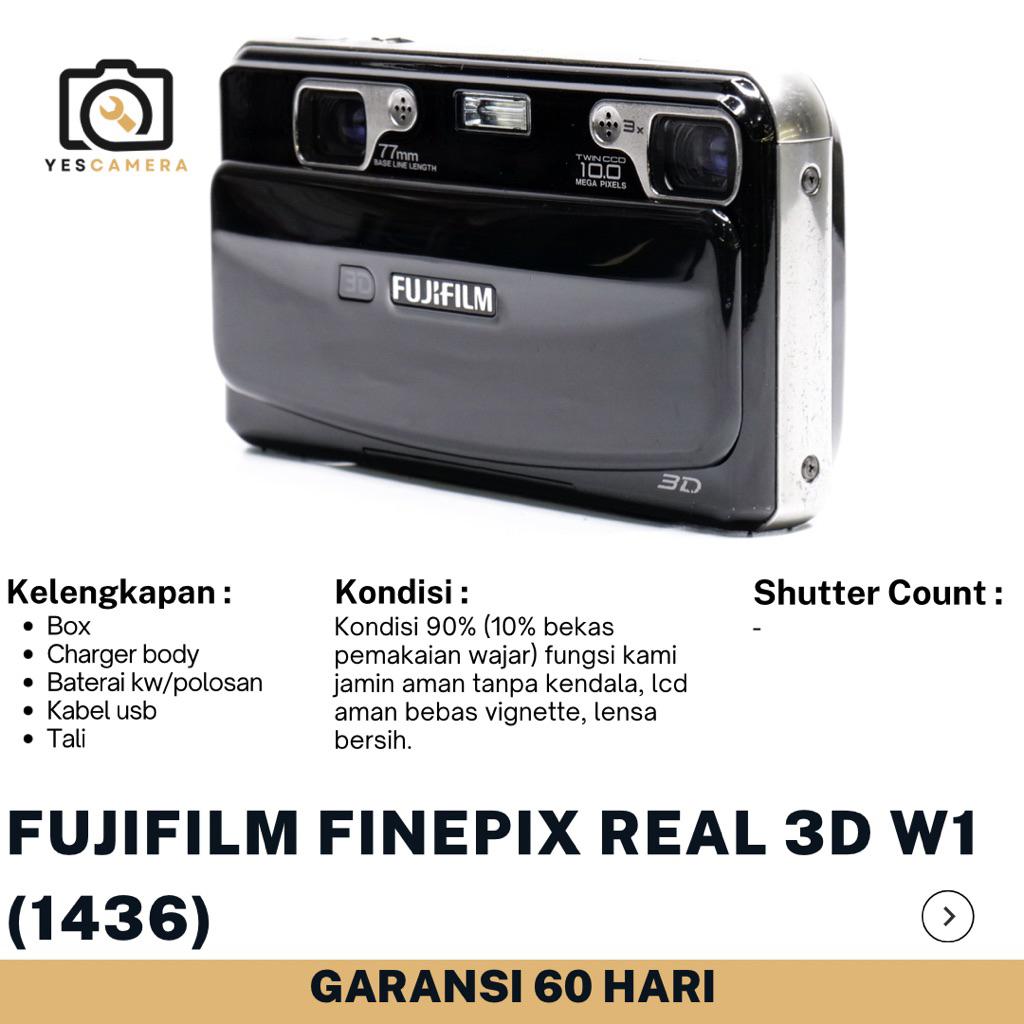 Fujifilm Finepix Real 3D W1 (Bekas) - 10MP, Dua Lensa Fujinon Dengan Pembesar Optik 3x, Efek 3D Tanp