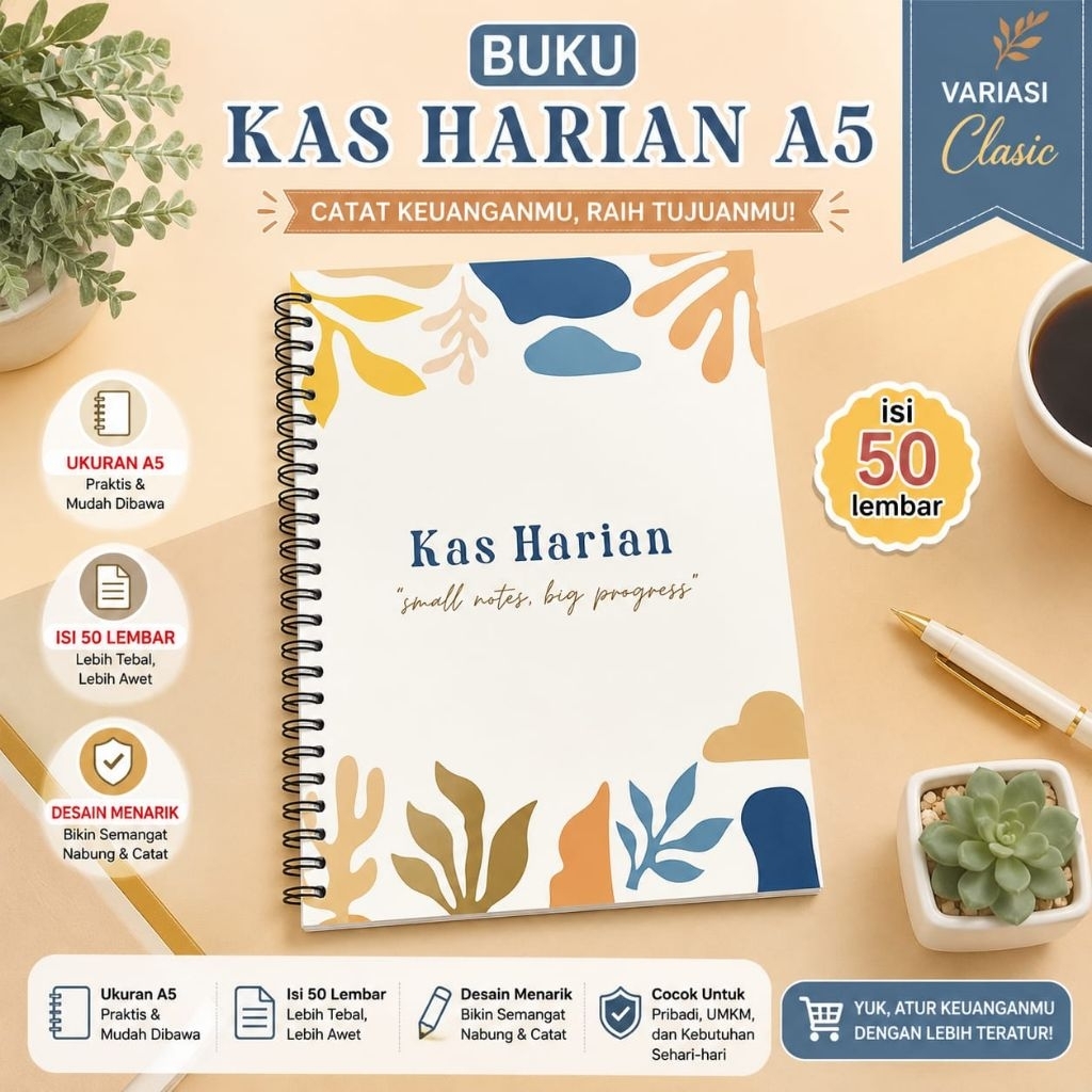 BUKU KAS HARIAN Catatan Keluar Masuk | BUKU KAS HARIAN | BUKU KAS OLSHOP | BUKU KAS A5/A6