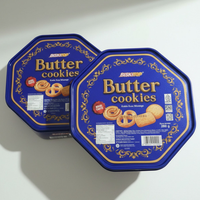 Biskitop Butter Cookies 260gr / Biskitop Butter Cookies 260gr / Box Plastik Hexagonal