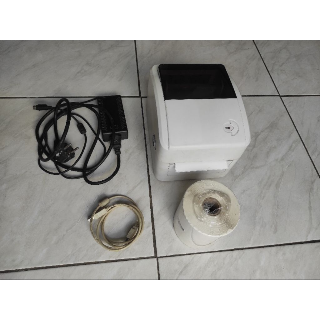 Printer Thermal Label + Adaptor + Kabel USB + Roll Label | Siap Pakai