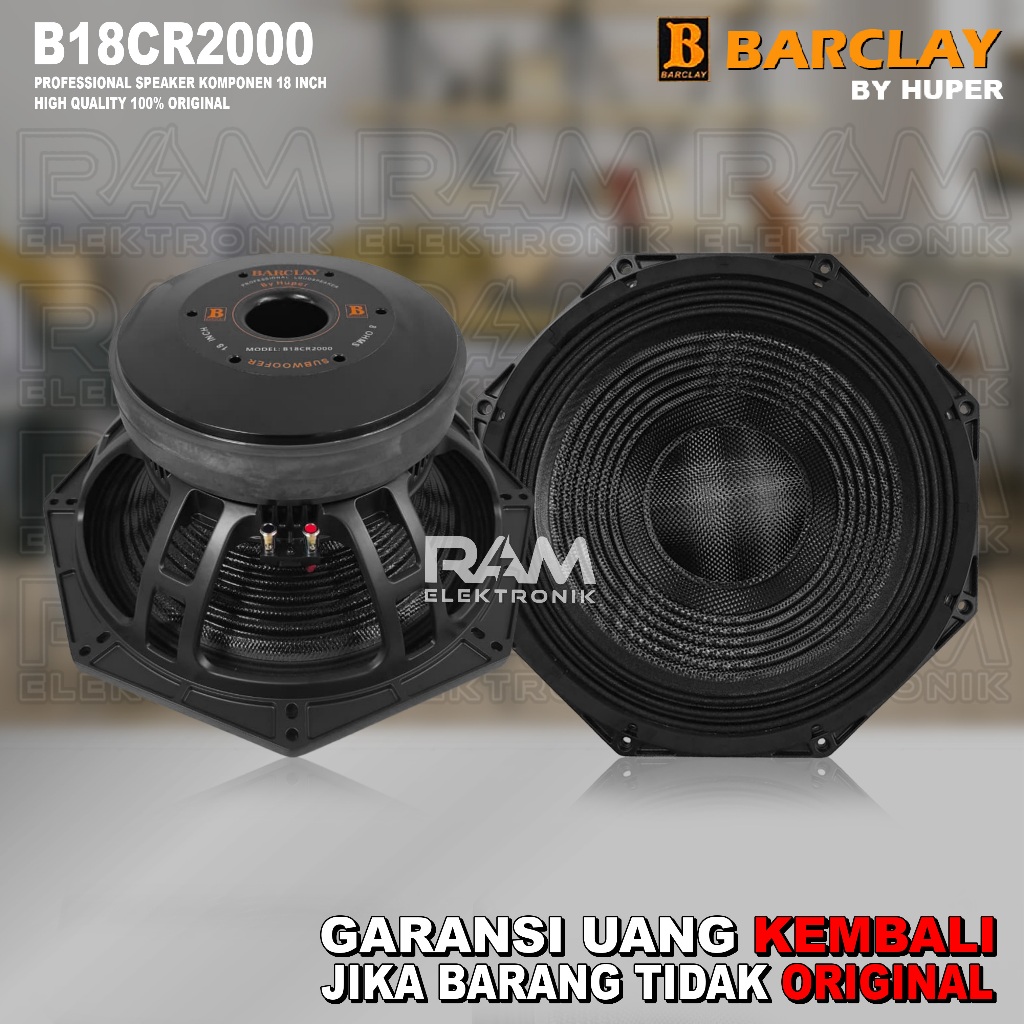 Komponen Speaker 18 Inch BARCLAY B18CR2000 | B18 CR2000 CARBON Coil 5.5 Inch Original
