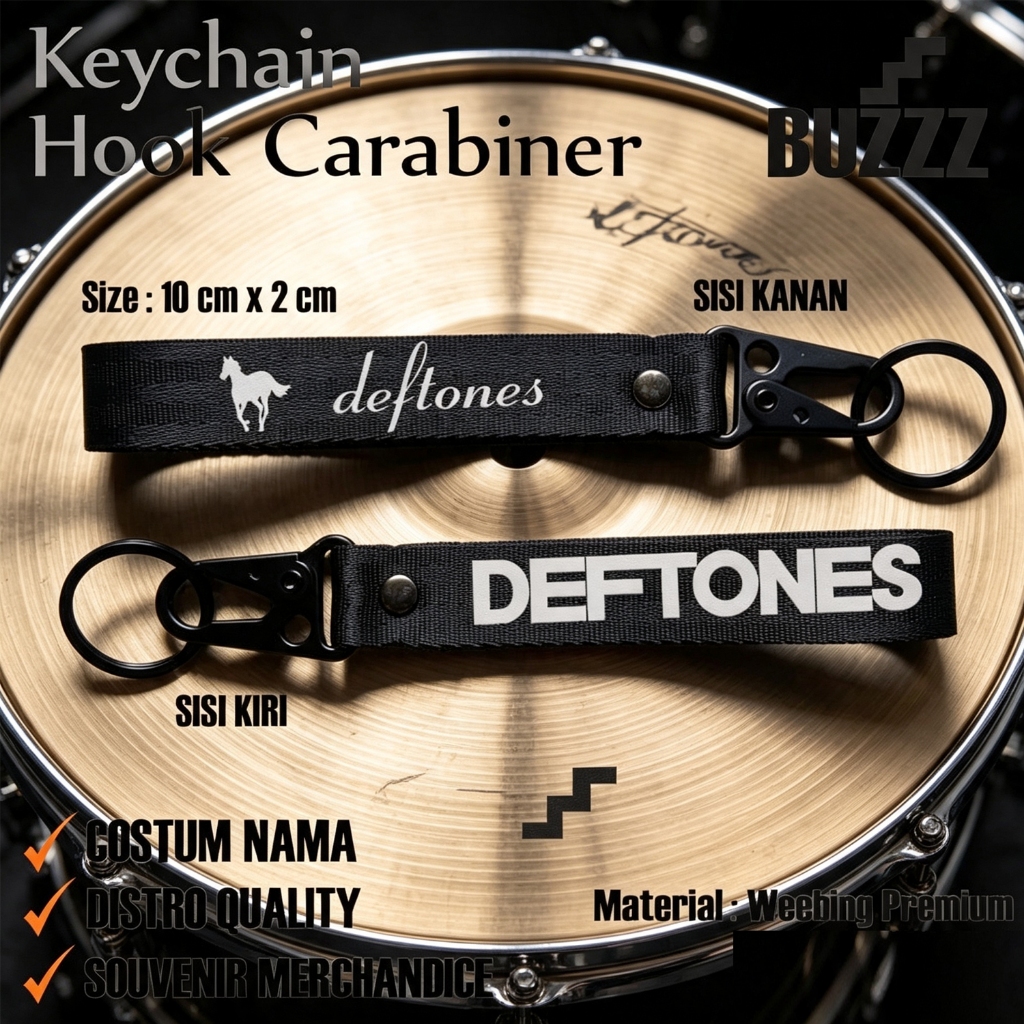 GANTUNGAN KUNCI DEFTONES - KEYCHAIN DEFTONES BAND  - KARABINER BAND NU METAL DEFTONES