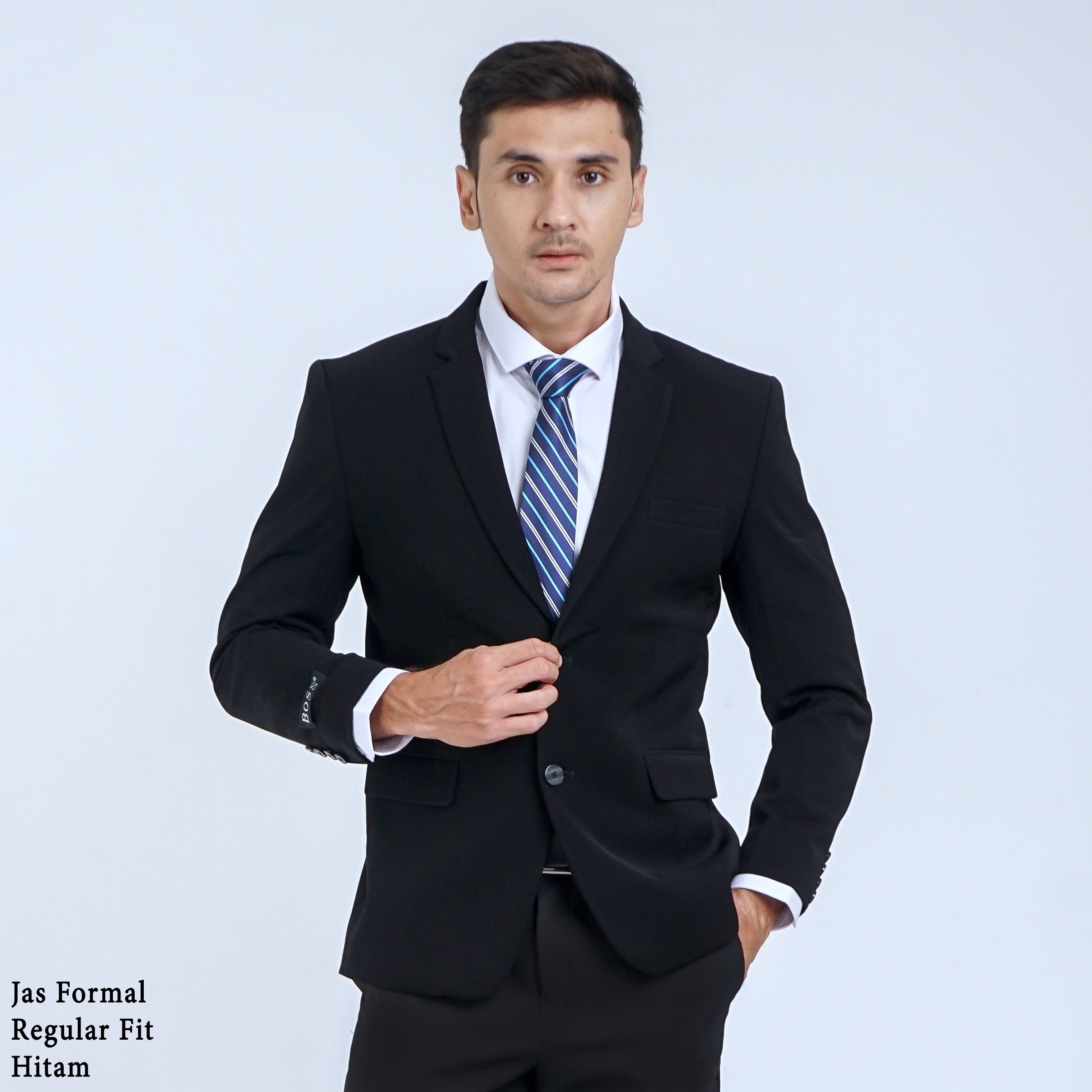 BOSS Jas Formal Pria Regular Fit RJB Hitam