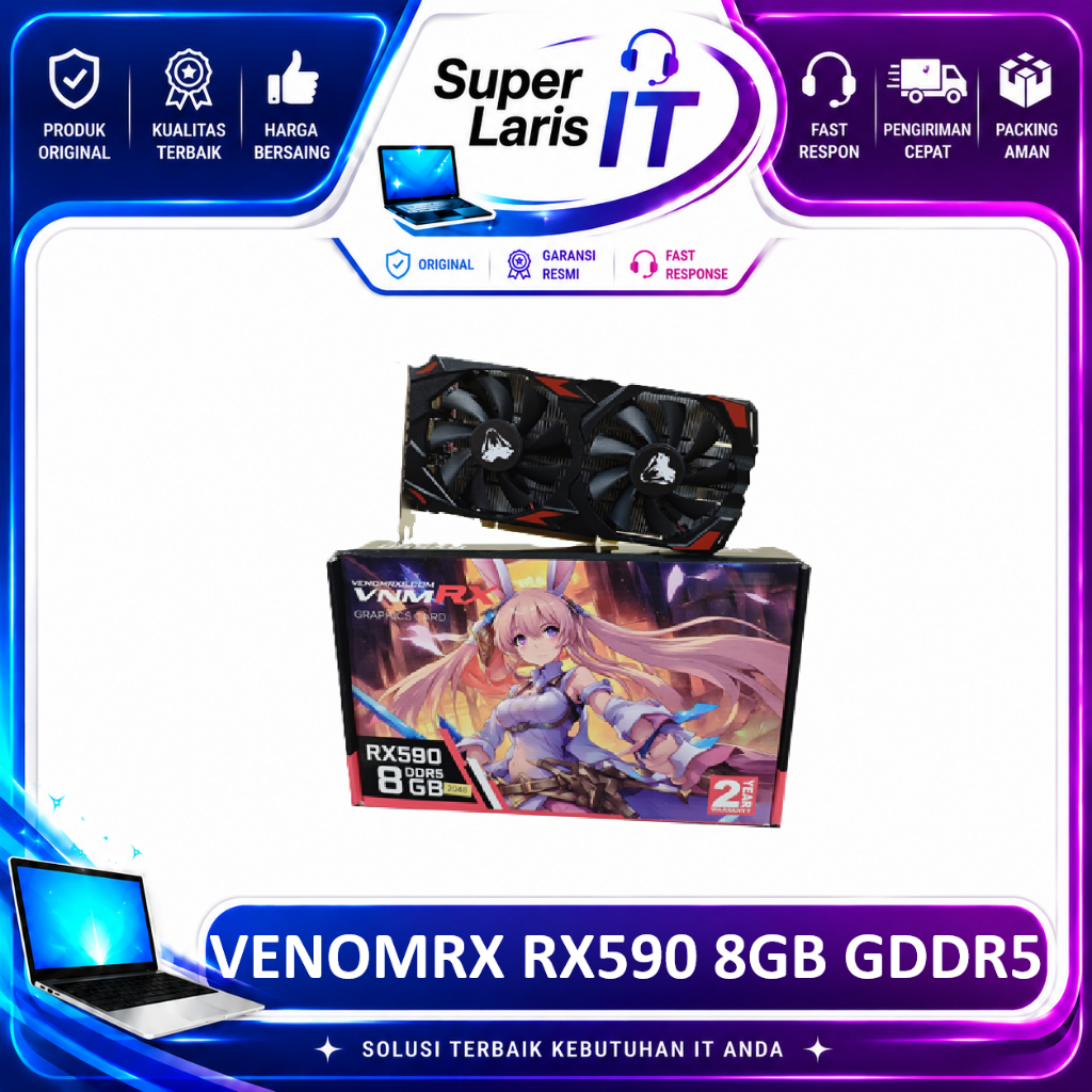 VenomRx VGA AMD Radeon RX590 RX 590 8GB GDDR5 Gaming Graphic Card