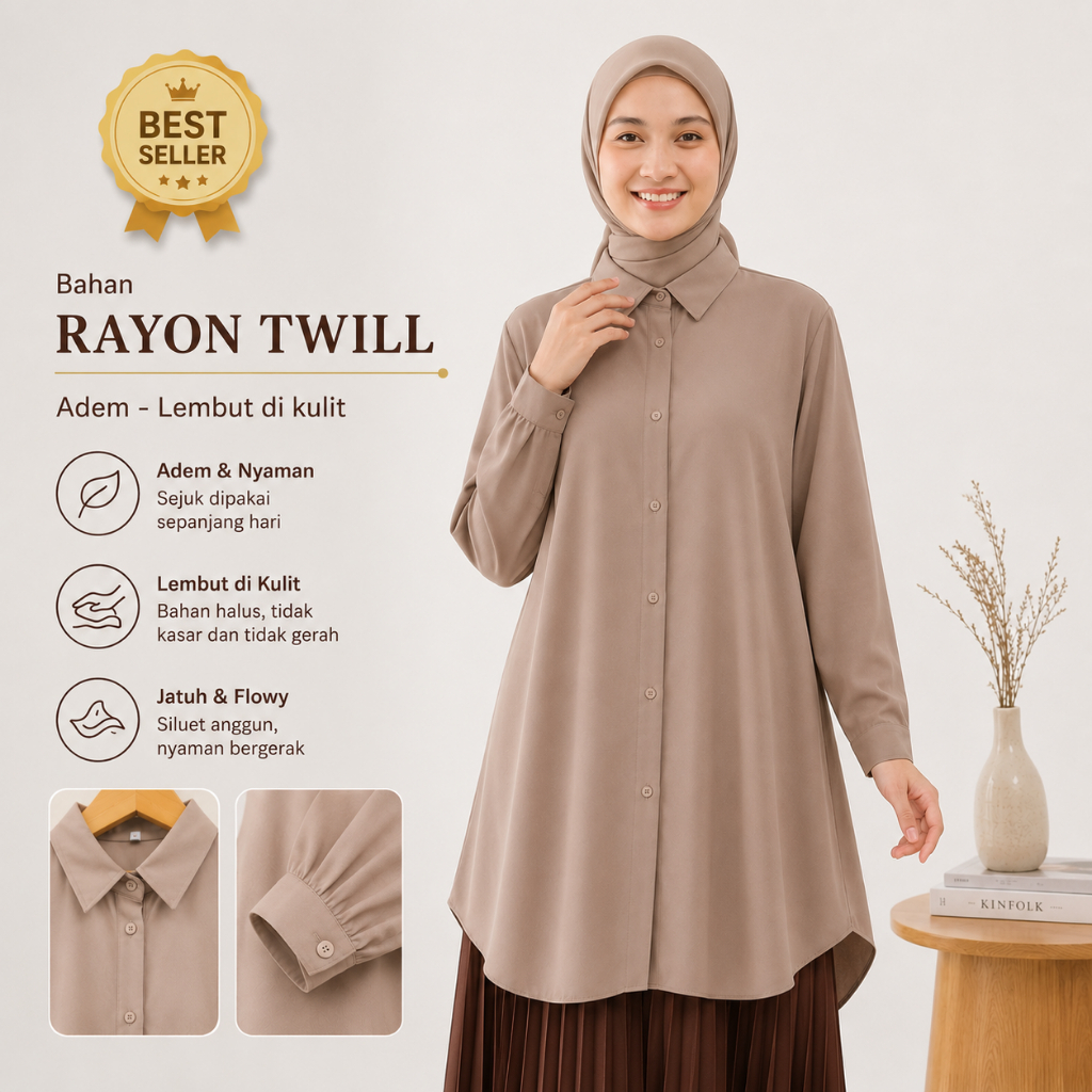 Areta Tunik JUMBO Baju Tunik Jumbo Polos Bahan Rayon Premium Viscose Ukuran Besar Ld 140