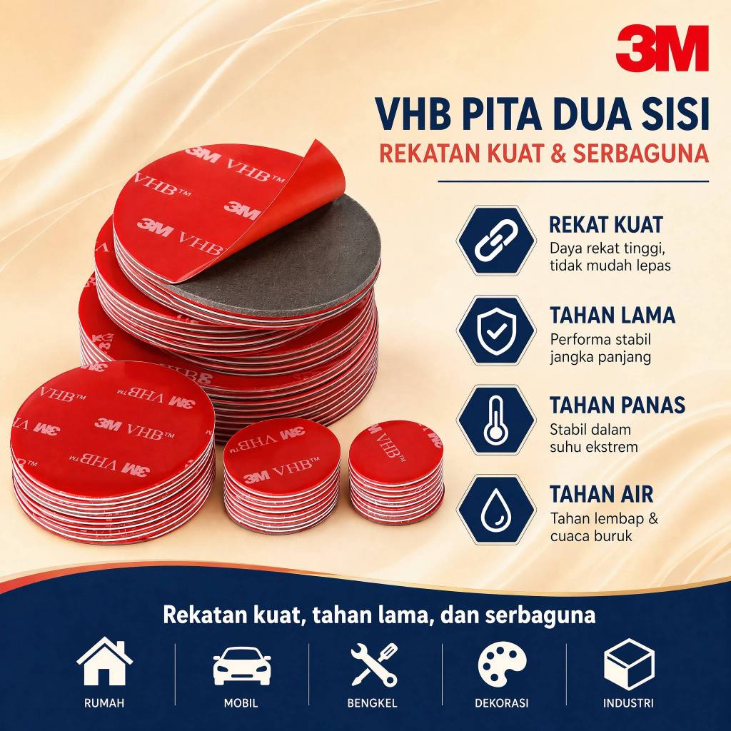 3M VHB Perekat Dua Sisi Original Resmi Busa PE Bening Magic Nano Tape Super Kuat Untuk Pemegang Kame