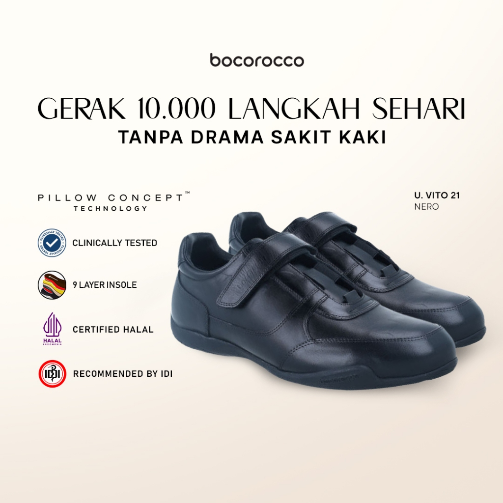 Bocorocco U. Vito 21 Nero - Sepatu Sneakers Kets Pria Kulit Asli