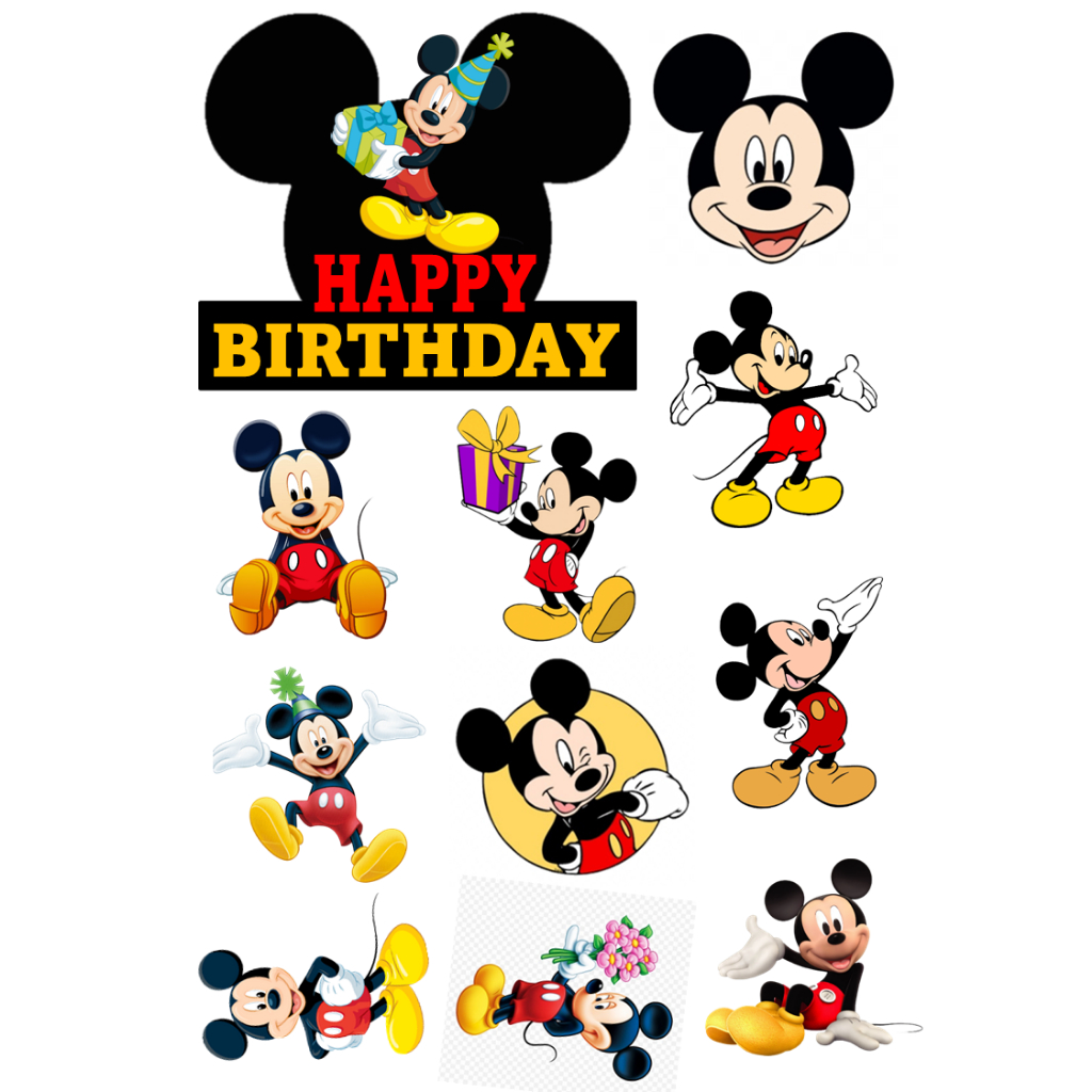 Topper Mickey Mouse / Hiasan Cake Mickey Mouse Custom Nama / Topper Murah Ekonomis / Cake Topper Mic