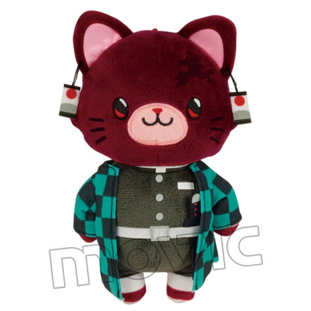 Boneka Demon Slayer Kamado Tanjiro withCat Plush Mascot Keychain