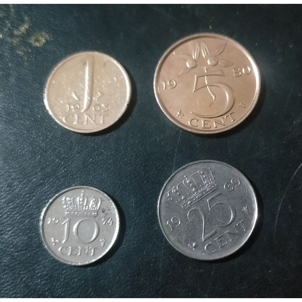 koin Nederland Belanda 1 cent sampai 25 cent Juliana